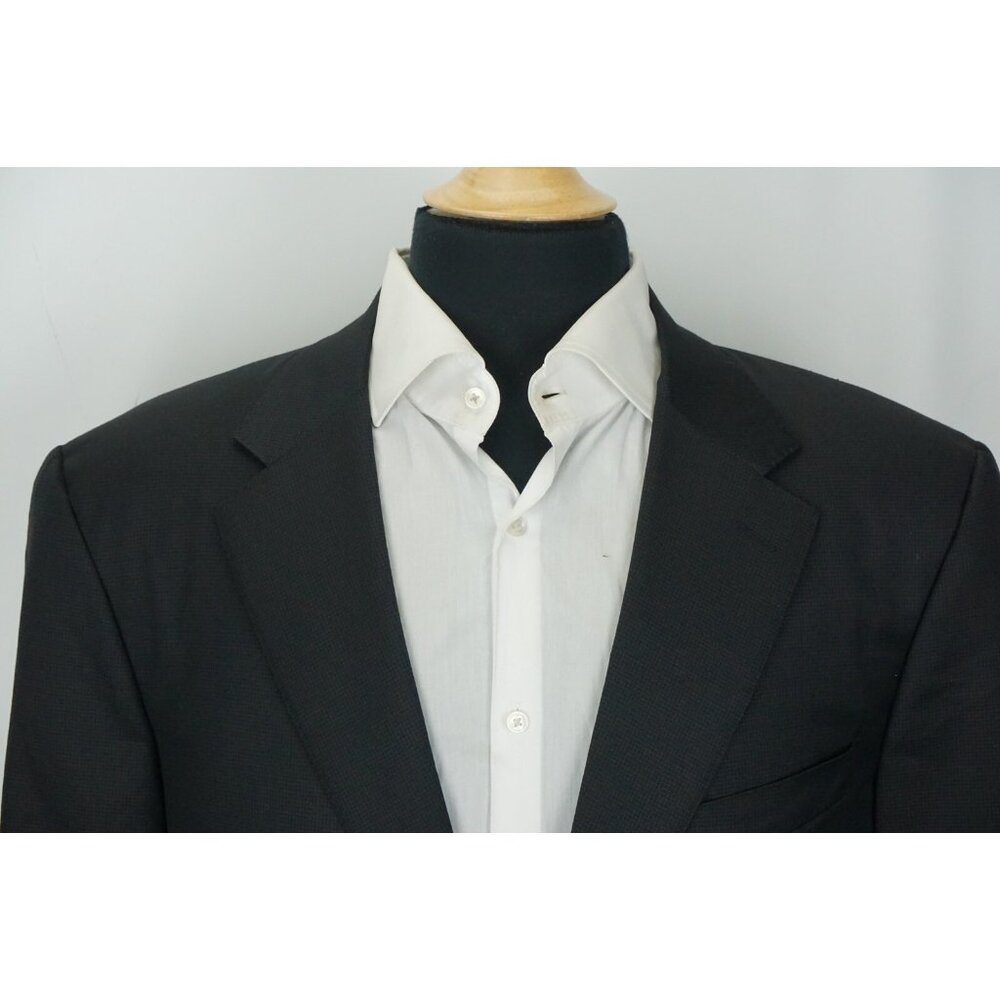 Canali 1934 Silver Label Wool Black Microplaid Sport Coat Jacket Sz 50R BIG GUY - Picture 2 of 8
